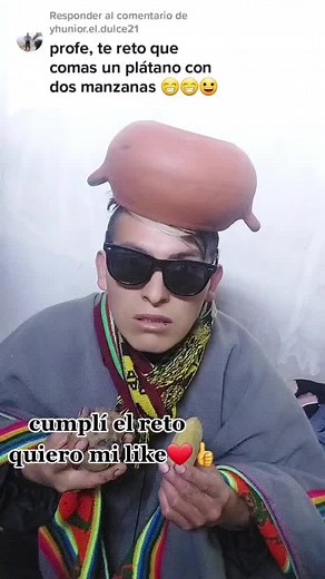 Desafío de comer un plátano y dos manzanas en vivo