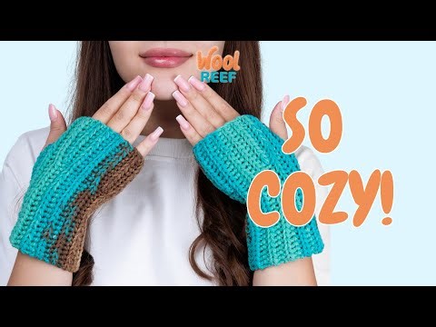 Easy Crochet Fingerless Mittens 🧶 Cozy Beginner Tutorial | Wool Reef