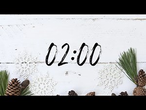 2 Minute Silent Christmas Countdown Timer | White Wood Background with Pine Cones & Pine Clippings
