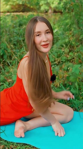 RELAX STRETCHING IN A RED DRESS | KRISTINA BY THE RIVER
