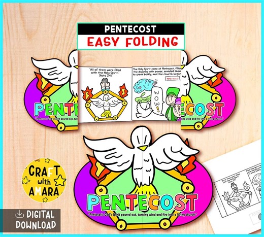Pentecost Easy Coloring Folding Surprise Bible Craft: Christian Festival, Holy Spirit, Sunday School Lesson Story, Church Activity Kids - Etsy
