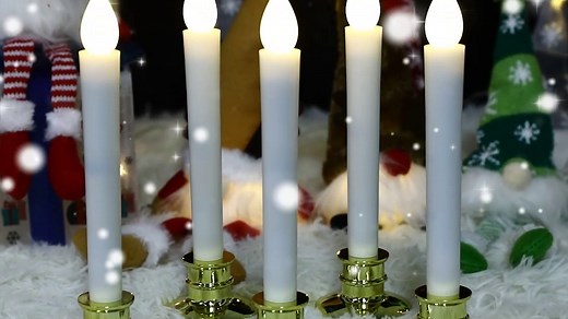 10 Pack Christmas Window Candles Lights Battery Operated Candle Flameless Candles with Remote Control Timer Gold Holders LED Candle for Party Thanksgiving Xmas Table Top Window Christmas Decorations