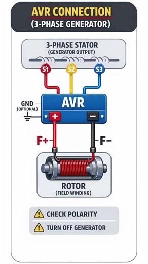 AVR Connection Diagram 3 Phase Generator ⚡ | Easy Wiring Guide#avr #3phasegenerator