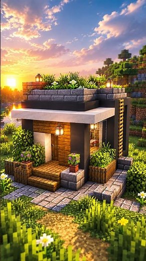 Easiest Modern House with Rooftop Farm! 🏠🌾 #minecraft #minecraftbuilding #minecraftshorts #gaming