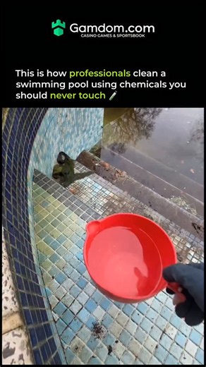 ThinkSource™ on Instagram: "Cleaning a swimming pool might look simple, but professionals turn it into a science of precision and safety. In this clip, two experts tackle a pool coated in grime using powerful chemical solutions. Every pour, brush, and spray is calculated — acids and strong cleaners can burn skin or damage surfaces if mishandled. Protective gear, precise dosing, and timing make the difference between disaster and flawless results. Within minutes, what looked impossible transforms