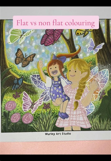 This page means a lot to me fairy🧚🏻‍♀️ I wanted to share how I coloured this fairy page and why I chose such a soft, warm palette. I used a pastel bokeh effect for the sky instead of the usual darker tones, added lots of gentle light and shimmer, and focused on texture through the trees, leaves and grass to keep everything feeling calm and magical. This page was coloured with intention. Fairies have always been something we associate with my sister, Ellie, and I wanted this to feel sunny, warm