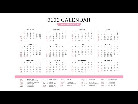 Printable Year 2023 Calendar Templates with Holidays - VL Calendar