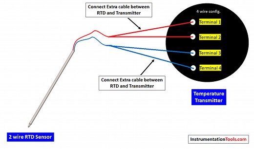 How to Convert 2 wire RTD into 3 or 4 wire RTD?