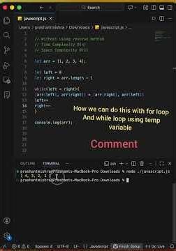 Array reverse using Array Swapping | Javascript Interview Question #dsa #javascriptinterview