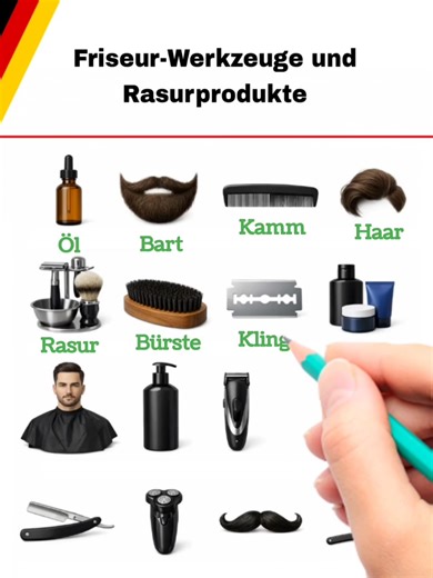 Friseur-Werkzeuge und Rasurprodukte #deutschlernen #deutschsprache #deutschfüranfänger #germanvocabulary #lernontiktok