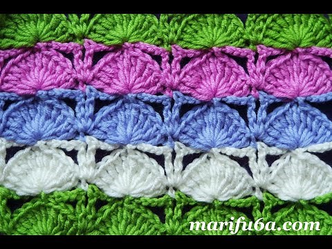 How to crochet PEACOCK FAN shell blanket, afghan, rug, stitch free pattern tutorial by marifu6a