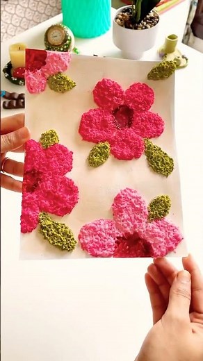 Easy Textured Art with Tissue paper 🌸 🎨 #diy #shortviral #artandcraft #artshorts #craft #diycrafts