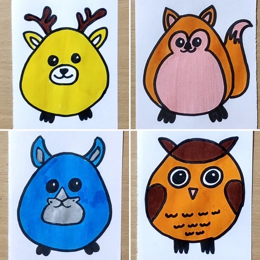 62K views · 2K reactions | Animals Oval Shape Face Drawing for Kids :) | Kids Art & Craft | Facebook