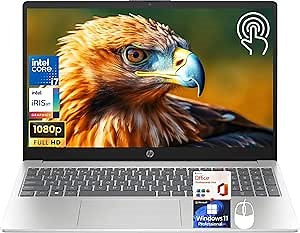 HP 15.6 Touchscreen Laptop Computer for Business, Intel 10-Core i7-1255U(Up to 4.7 GHz), 15.6" LED FHD Touch Screen, 16 GB RAM, 1 TB SSD, Wi-Fi 6E, Windows 11 Pro & Office Pro Lifetime License