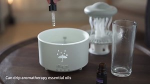 Rain Cloud Humidifier Water Drop，Octopus Aromatherapy Humidifier with 7 Colors LED Night Light with Remote Control for Bedroom Sleep Relaxation (White)