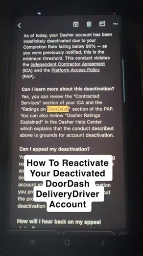 How To Reactivate Your Deactivated DoorDash DeliveryDriver Account #doordash #doordashdriver #driver