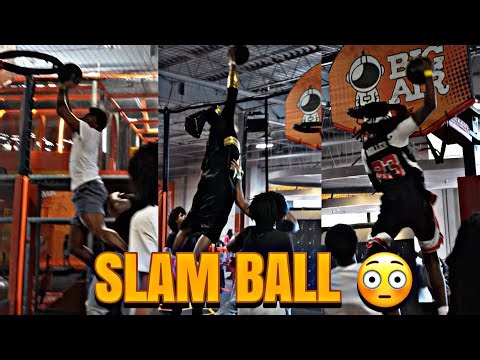 Trampoline Park Slam Ball Takes A HORRIBLE Turn! (Basketball Fail)