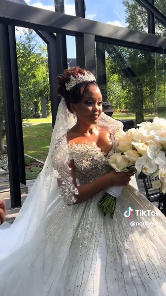 Stunning Traditional Bride with Unique Grey Dress