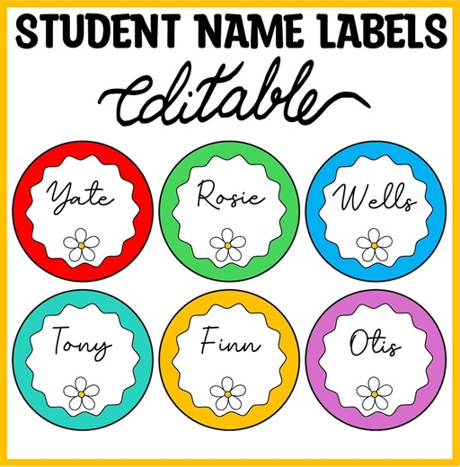 Editable Spring Student Name Labels, Floral Name Plates, Spring Name Tags, Locker Tags, Spring Name Stickers, Round Name Labels, Name Signs - Etsy