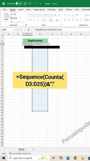 How to Auto-Number Rows in Excel | Easy Excel Trick #focusinguide #shorts