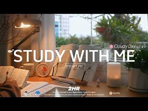 🥕2-HOUR STUDY WITH ME Cloudy Day ☁️| 🌿Ambient ver. NO MUSIC | Pomodoro 25-5, Spring 2026 🌸