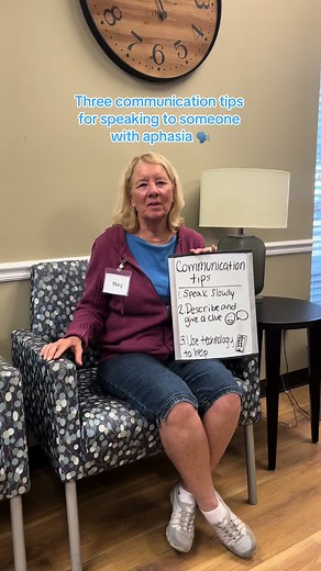 Listen as Mary shares three communication tips for speaking to someone with #aphasia 🗣️ #aphasiaawareness #aphasiamonth #speechtherapy #speechpathology #slp #speechmonth #wearebrooks #brooksrehab