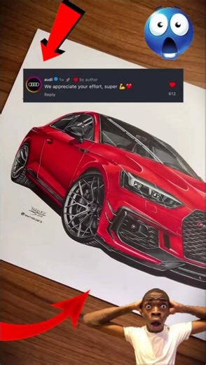 🤯Drew an Audi That Looks 100% REAL 😱 🚗🔥#shorts #carsketch #audi #ytshorts #sketch #cardrawing#art 🤯😱