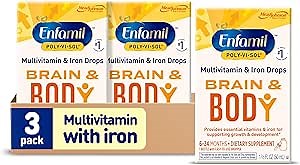 Enfamil Poly-Vi-Sol with Iron Liquid Multivitamin Drops, Supports Growth & Development*, 50mL Bottle​ (Pack of 3)
