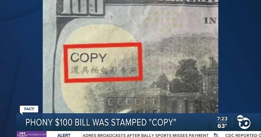 Fact or Fiction: Man tries to pass fake $100 bills marked with the word 'copy'?