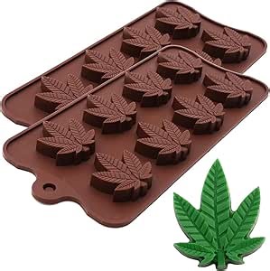 Marijuana Weed Hemp Leaf Silicone Molds for Pot Candy Mold Chocolate Gummy Gummies, 2 Pack