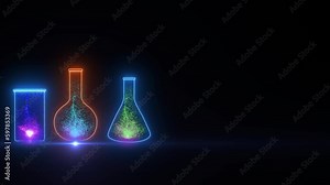 Chemistry Liquid Bottle Background, Chemistry Formula Structure And Equation Animation Background For Science Student, Chemical Reaction In Liquid Bottle Chemistry Science Molecules Animation