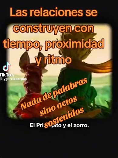 Explicación del pasaje del principito y el zorro. las relaciones se construyen con el tiempo proximidad y ritmo. Los rituales son importantes. #elprincipito #relaciónsana #reflexiones #saludybienestar #psicología
