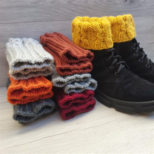 Cable Knit Wool Blend Boot Cuffs: Handmade Ankle Warmers - Etsy