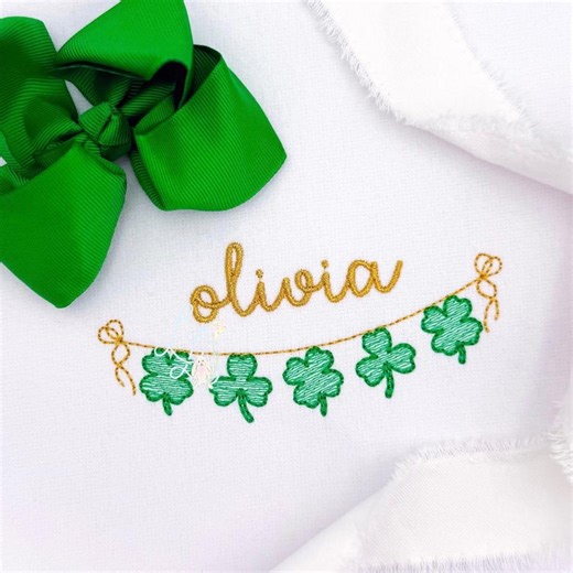 Lucky Clover Swag With Bows Sketch Stitch Machine Embroidery Design - Etsy
