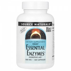 Source Naturals Essential Enzymes 500mg Bio-Aligned Multiple Enzyme Supplement Herbal Defense for Digestion, Gas, Constipation & Bloating Relief - Supports Immune System* - 120 Vegetarian Capsules