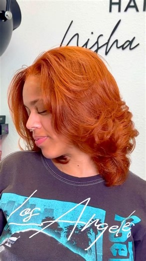 Patchy? Turned into a smooth finish🧡 #copperhaircolor #colorist #naturalhair #silkpress #luxuryhair