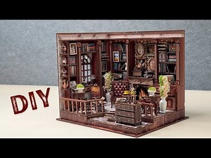 Left Bank Study DIY Mini House Kit | Calm Miniature Build | Wiring in Part 2