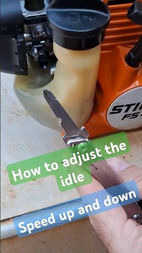 How to adjust the idle speed on a Stihl FS45 trimmer carburetor up and down #michaelstoolbench #fs45