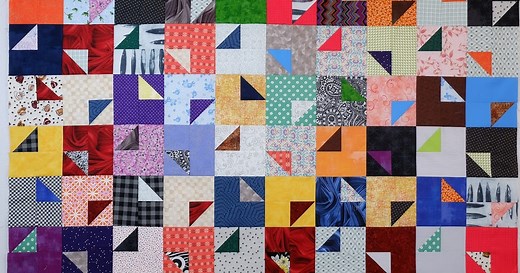 Tossed Triangles Quilt Tutoiral | Free Quilt Pattern | Scrap Quilt | Rotary Cutting | AccuQuilt Cutting