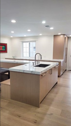 IKEA kitchen with custom Swedish Door Recon White Oak (TESS style) doors