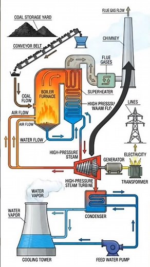 Thermal Power Plant: How it Works? 🏭⚡ (Detailed Animation) #automobile