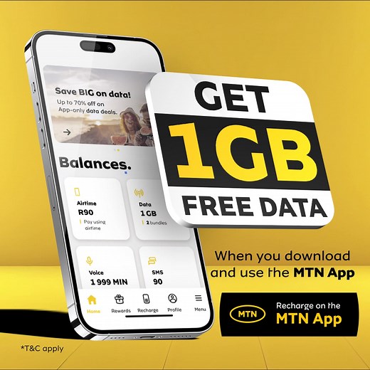 Never used the MTN App before? You’re in for a treat! Download the MTN App today and get FREE 1GB data—plus many more offers waiting for you. T&Cs apply. | MTN South Africa