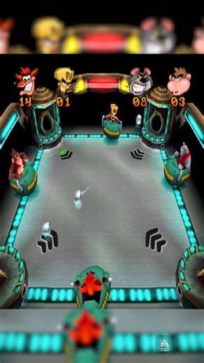 GAMING | CLASSICS | ENTERTAINMENT on Instagram: "Crashball is the first Ballistix arena and opening level of Crash Bash. The goal is to force heavy metal balls into your opponents’ goals while defending your own. Every player starts with a score of 15, and each ball that rolls through a player’s goal reduces their score by one. Matches quickly turn into frantic battles for control as players shove, block, and redirect balls until one side’s score is driven down to zero."