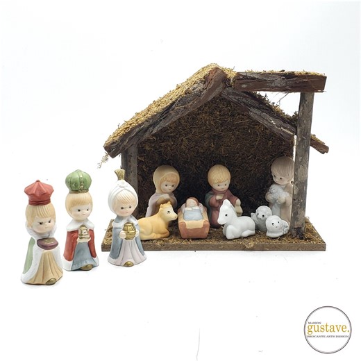 Nativity Scene | Vintage Nativity Scene With 11 Hand-painted Porcelain Figures - Etsy