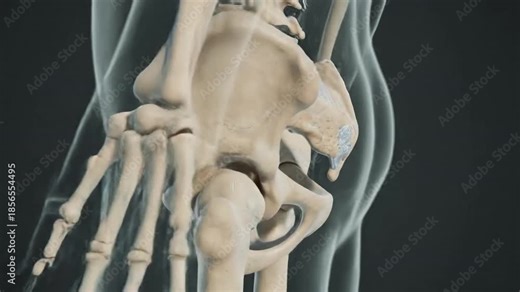 Human Pelvis and Lower Skeleton: This anatomical illustration reveals the intricate architecture of a human pelvis and the lower portion of the skeletal structure.