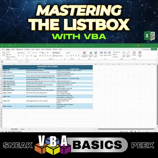 🌟𝐕𝐁𝐀 𝐁𝐀𝐒𝐈𝐂𝐒: 𝐌𝐀𝐒𝐓𝐄𝐑𝐈𝐍𝐆 𝐓𝐇𝐄 𝐋𝐈𝐒𝐓𝐁𝐎𝐗 𝐅𝐑𝐄𝐄 𝐖𝐎𝐑𝐊𝐁𝐎𝐎𝐊 (𝐜𝐥𝐢𝐜𝐤 𝐭𝐡𝐞 𝐥𝐢𝐧𝐤 𝐢𝐧 𝐦𝐲 𝐛𝐢𝐨 𝐨𝐫 𝐬𝐞𝐧𝐝 𝐦𝐞 𝐚 𝐃𝐌 𝐧𝐨𝐰!) Oops! Did you miss my latest training on the Listbox object? Fear not—here’s a quick recap! 📈🔥 What you missed: 💡 Real-world tips to enhance your VBA game 💡 Live-coding that makes learning easy 💡 Looping magic to streamline your code 💡 Dynamic content to keep you hooked Don’t let this chance slip by—catch the full trainin