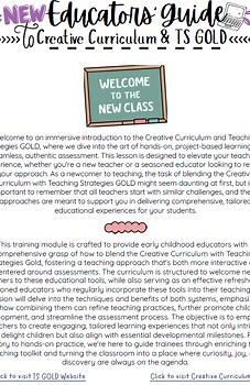 Creative Curriculum & TS Gold Training Guide & Intro Lessons: PDF & Softchalk