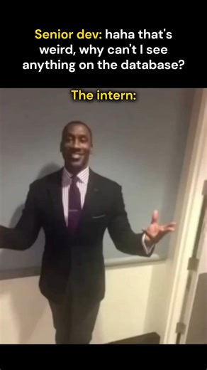 HardToSkip | Intern after running DELETE FROM database; without a WHERE clause: "It’s gone... it’s just gone." #CodingMemes #InternLife #DatabaseGone... | Instagram