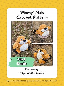 Mole Plushie 'marty Mole', Amigurumi Crochet Pattern PDF File, English - Etsy