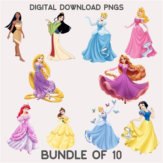 Princess Watercolor PNG Bundle, 10 Characters (digital Download). - Etsy